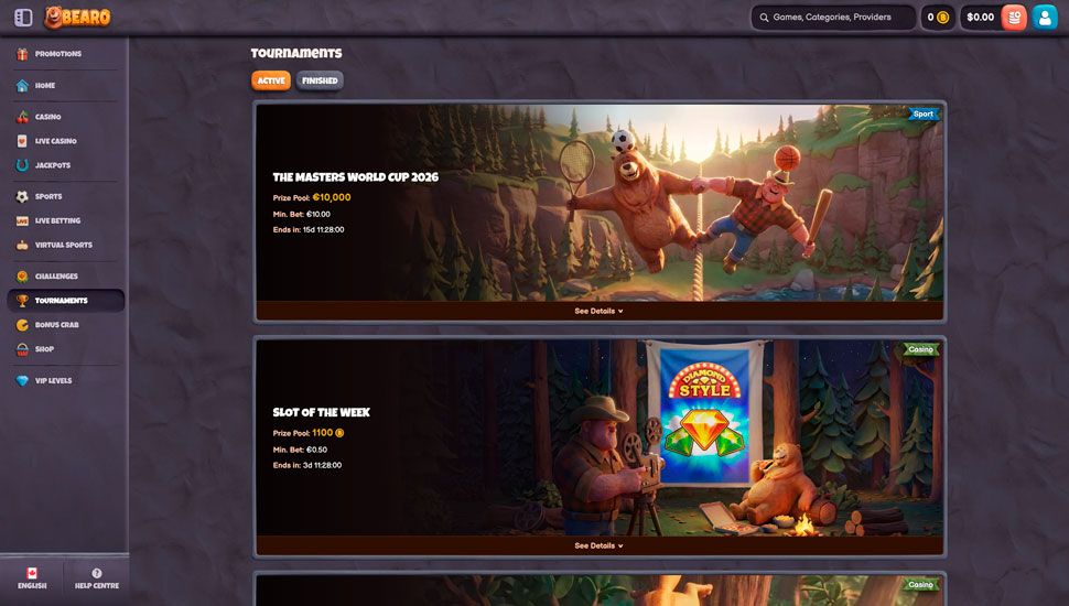 Bearo Casino tournaments
