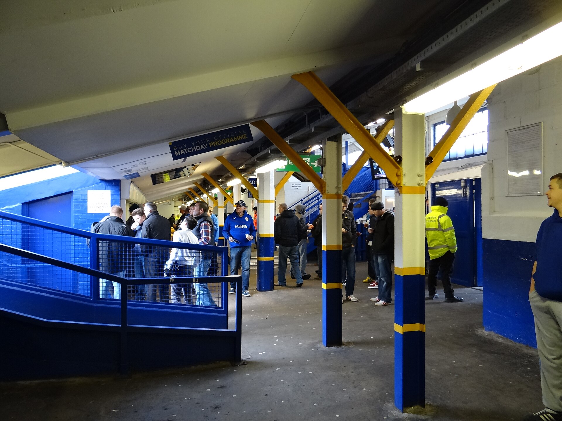 Goodison Park concourse representing football betting rules for club participants and bettors