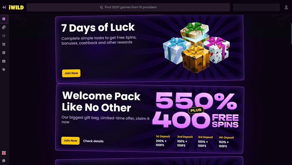 iWild Casino - list of bonuses