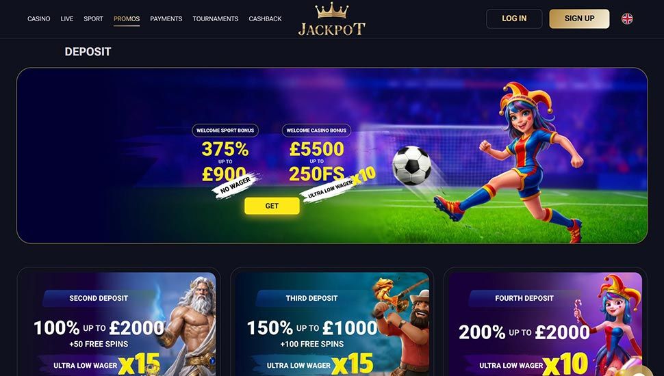 Jackpot Casino - list of the bonuses