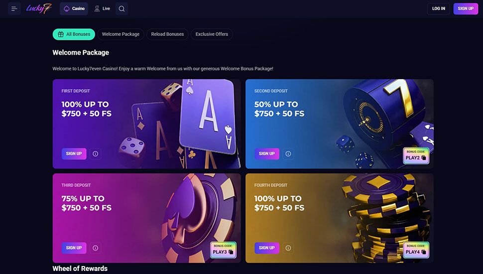 Lucky7even Casino - list of promotions