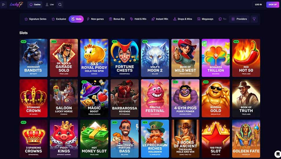 Lucky7even Casino - list of games