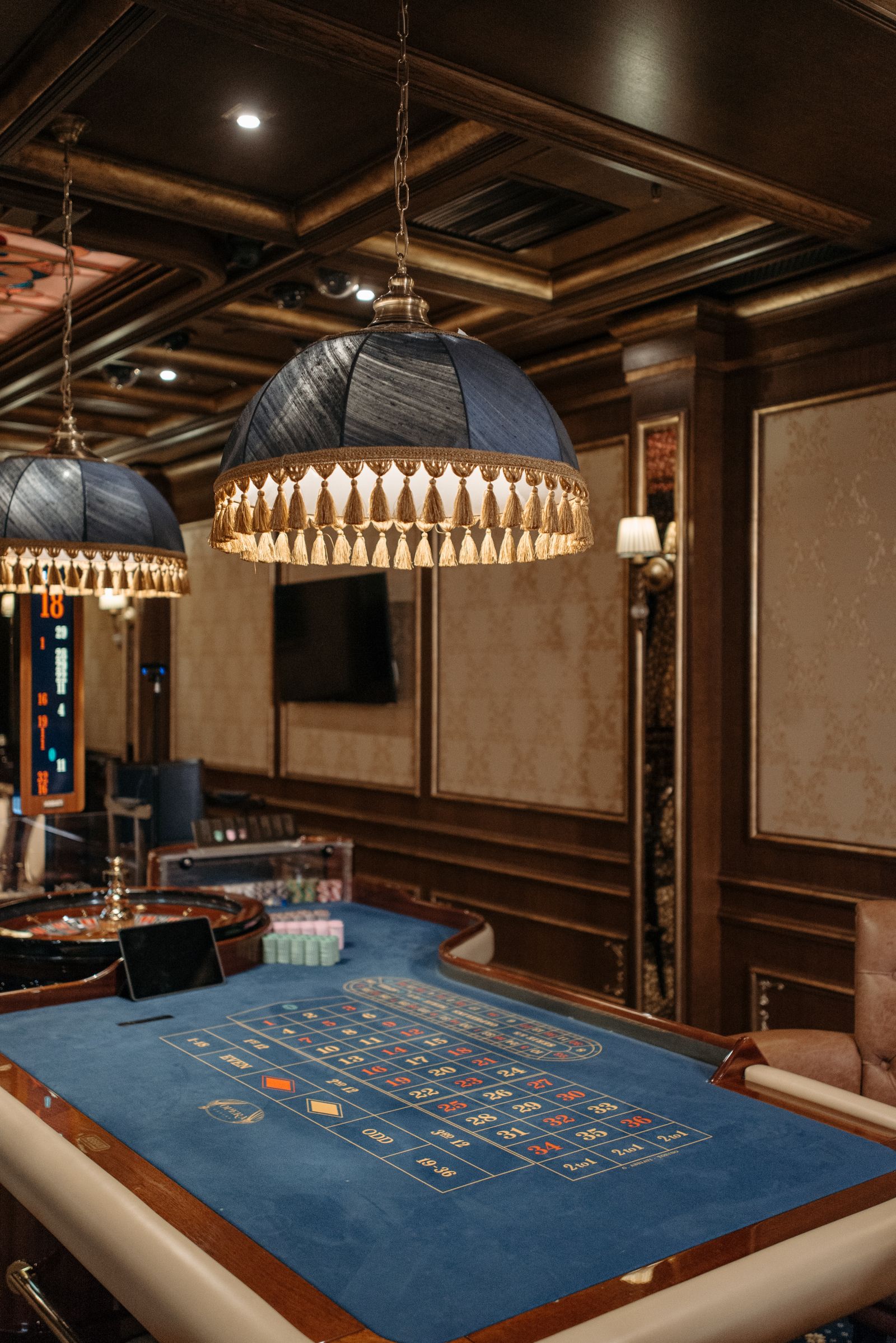 Roulette table layout showing outside bet areas in a casino
