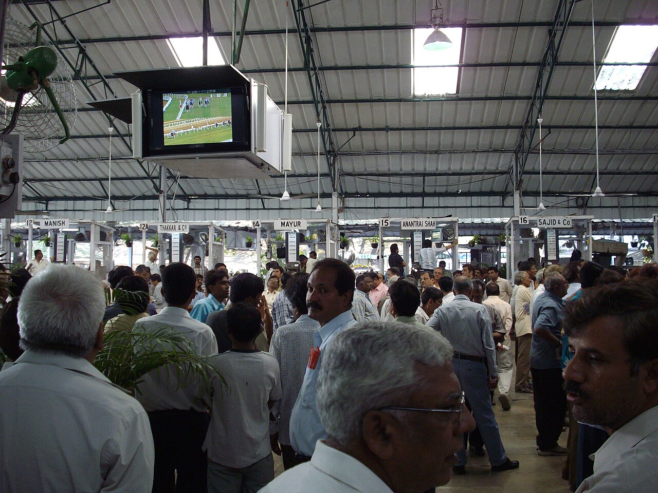 Busy racecourse betting ring representing sports prediction prompts and betting decisions