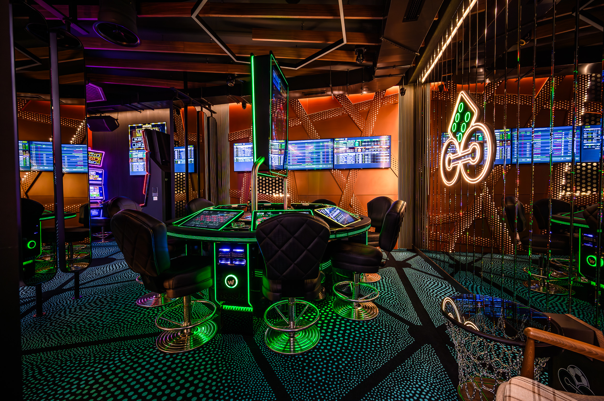 Sports betting shop interior representing small sports bets and one betting budget