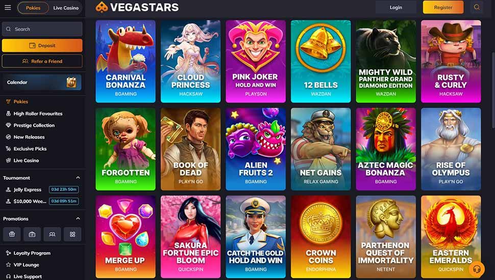 Vegastars Casino - list of games