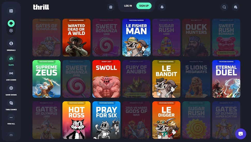 Thrill Casino - list of games