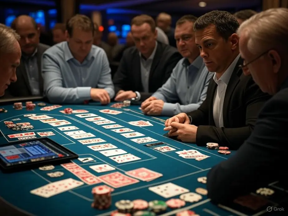 A professional Twenty-one casino table emphasizing the game’s core mechanics and player decision-making.