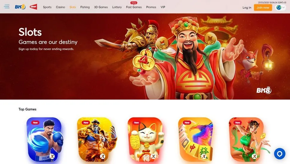 BK8 casino slots page