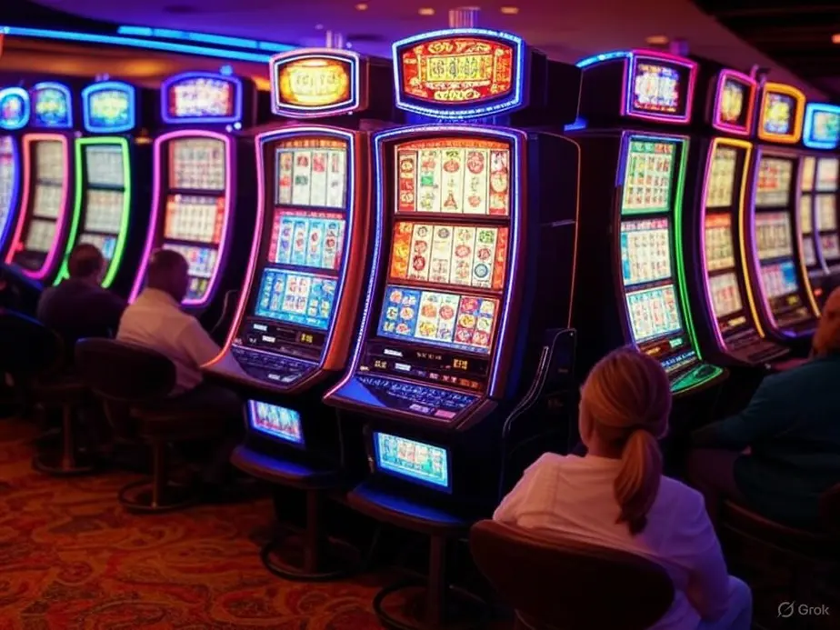 The evolution of slot machines depicted through a timeline from the Liberty Bell to modern digital machines.