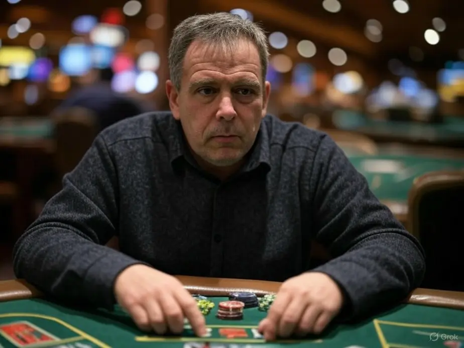 A player analyzes their hand, employing optimal strategy in Three Card Poker.