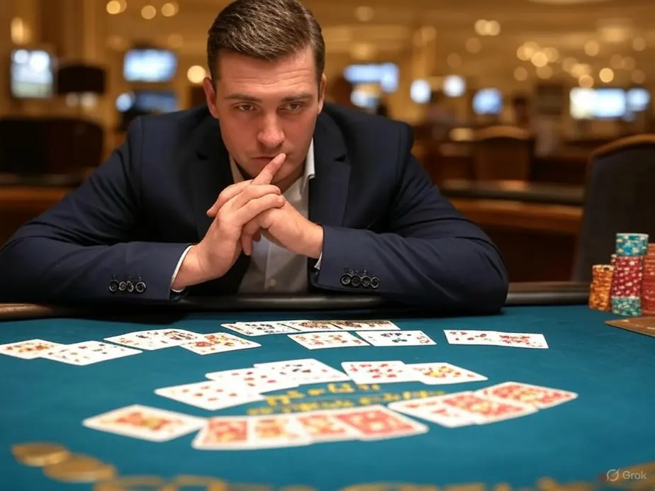 Illustration of a blackjack table setup capturing the essential rules in action.