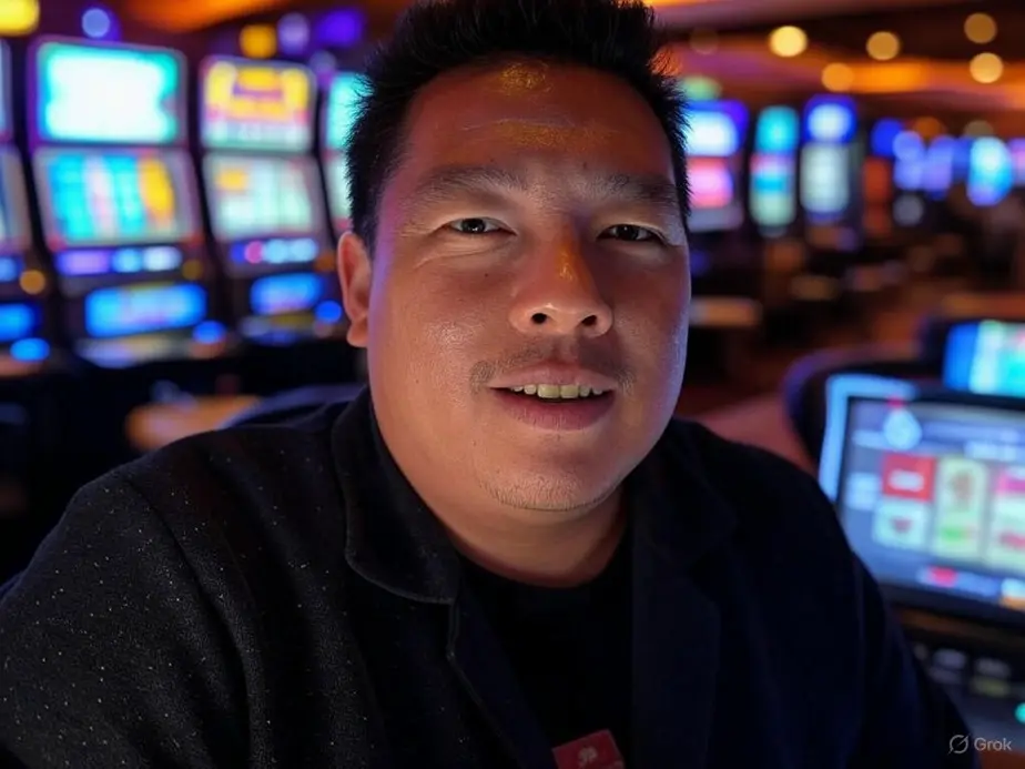 A lively depiction of a real money online casino experience with players enjoying different games.