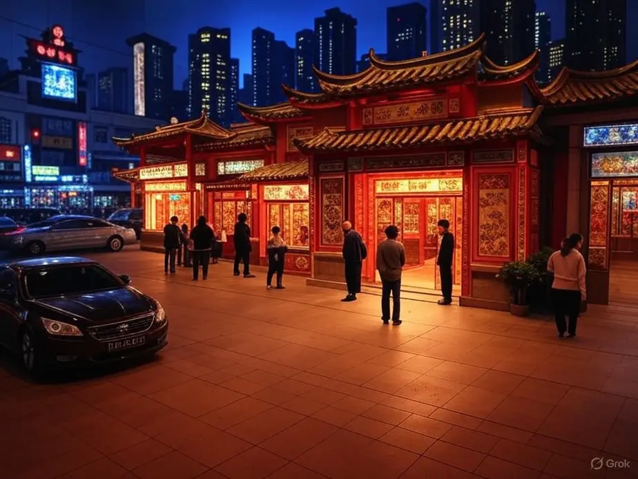 The dazzling economic landscape of casino markets like Macau at night.
