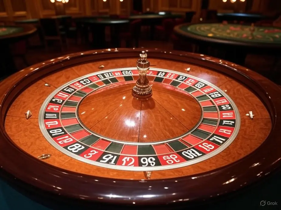The lavish setup of a roulette table, showcasing the blend of chance and strategy.