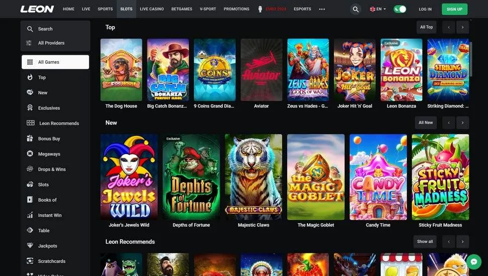 Leon casino main page