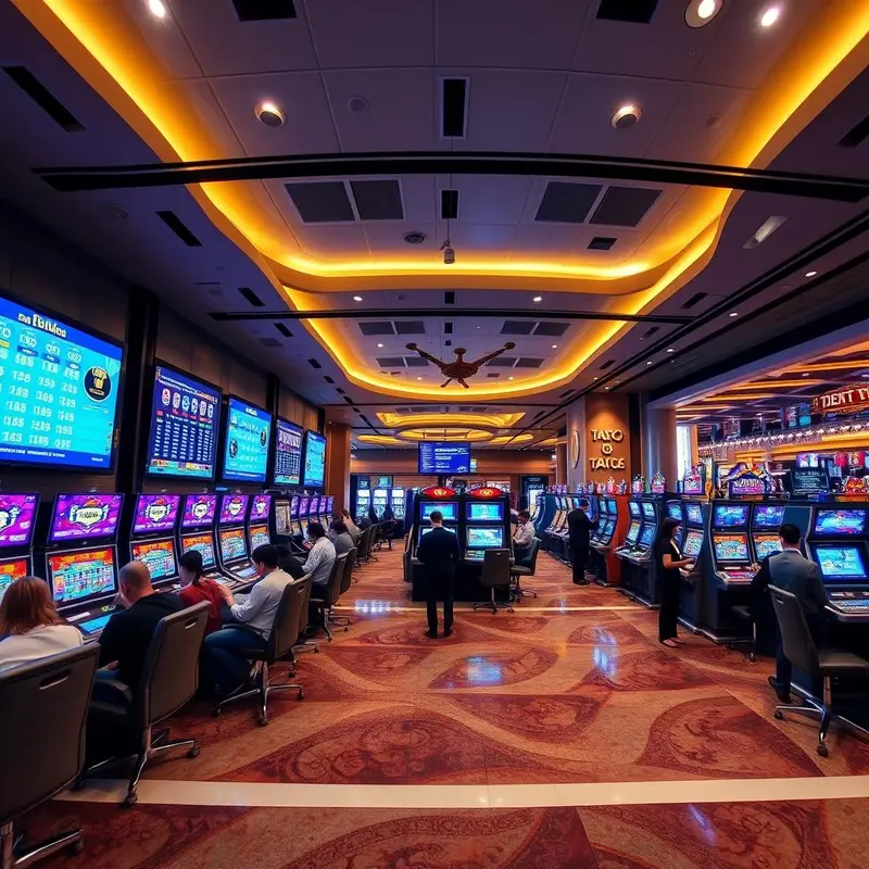 Digital interfaces of modern lottery platforms in a casino, showcasing advanced features.