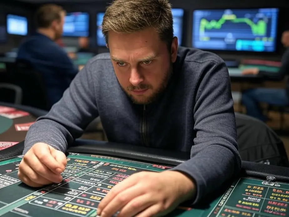 This image captures the essence of using psychology and strategic analysis in online poker to read and outplay opponents.