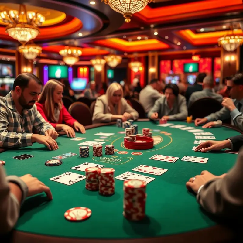 A professional Texas Hold’em game underway in a casino setting showcasing core gameplay elements and player engagement.