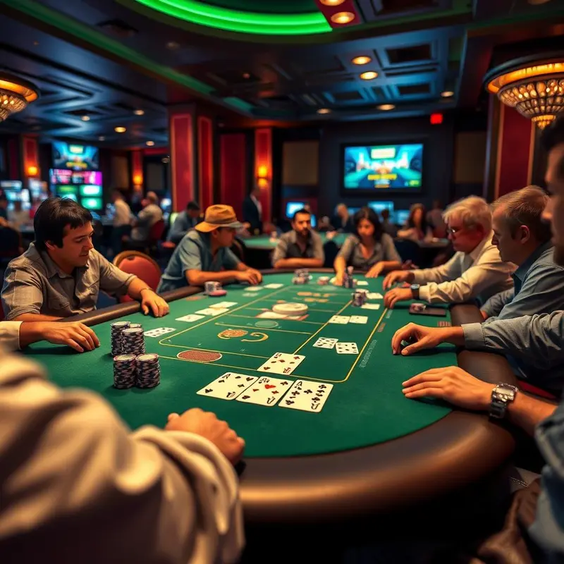 A professional Texas Hold’em game underway in a casino setting showcasing core gameplay elements and player engagement.