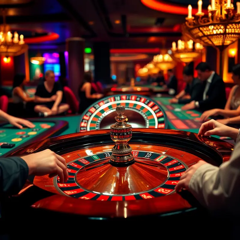 A European Roulette wheel highlighting its unique single zero design and diverse betting areas on the table.