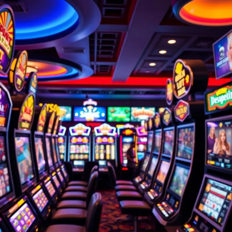 A modern slot machine displaying illuminated reels and advanced electronic features that demonstrate the evolution of slot technology.