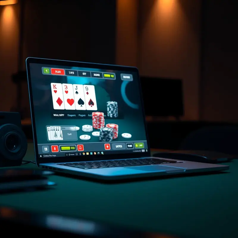 Visual representation of essential poker rules including card rankings and betting protocols at an online poker table.