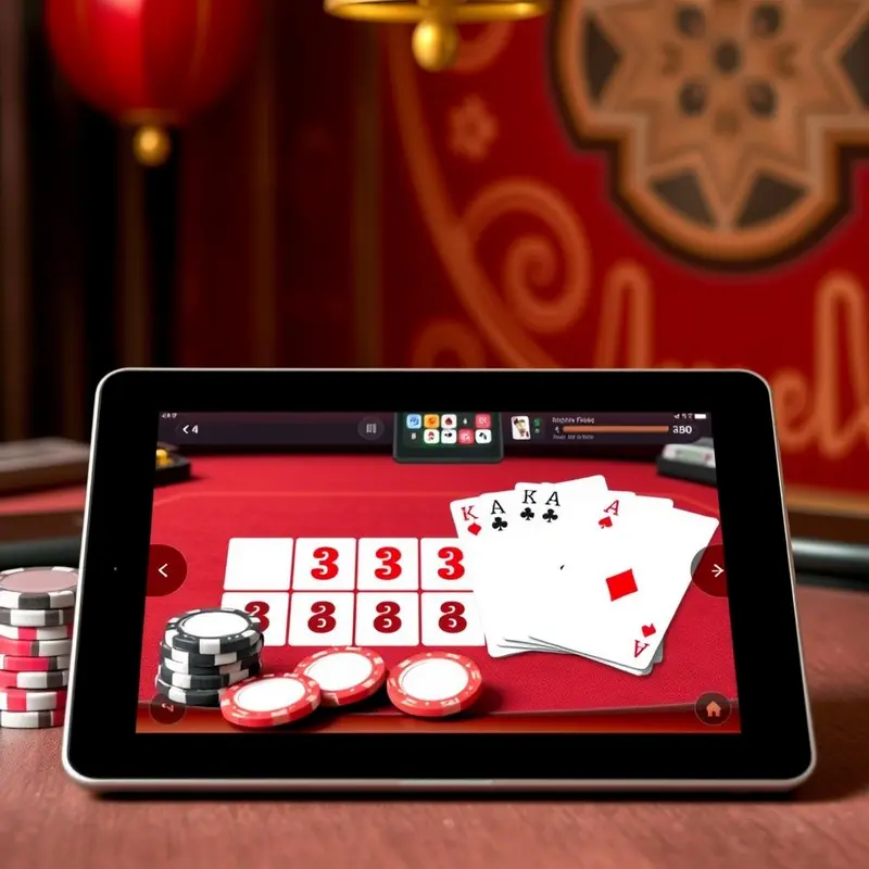 A digital baccarat table showcasing game mechanics with Asian-inspired themes.