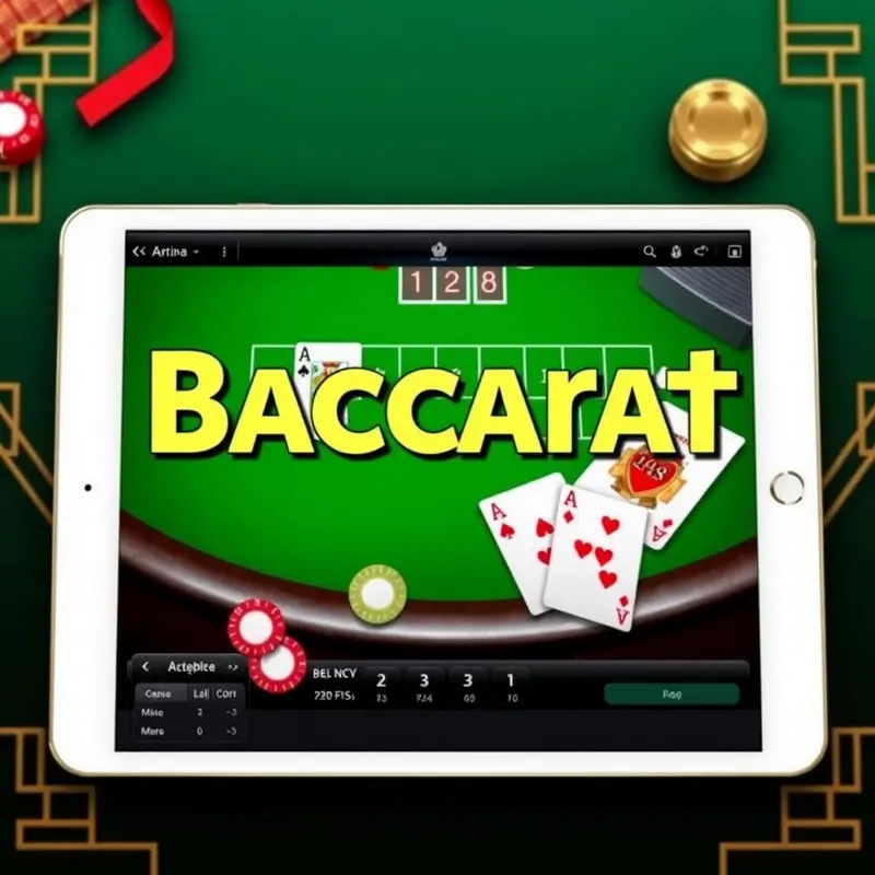 A digital baccarat table showcasing game mechanics with Asian-inspired themes.