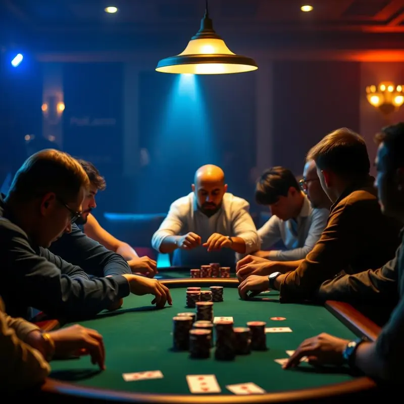 Players engaging in a game of Texas Hold’em, with community cards prominently displayed.
