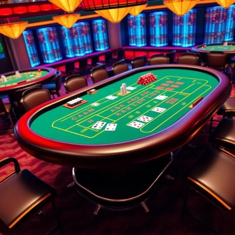 A detailed illustration of a digital baccarat table setup.