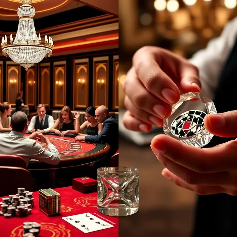 Players at a Baccarat table, exploring strategic betting in a luxurious casino setting.