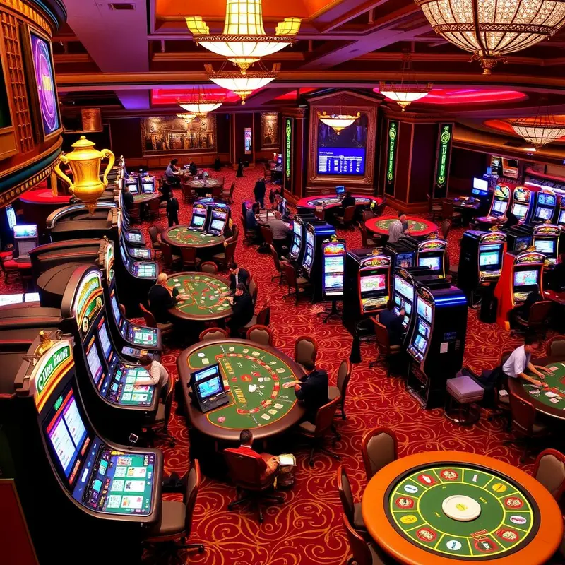 A poker table highlights the intertwining of strategy and chance in casino games.