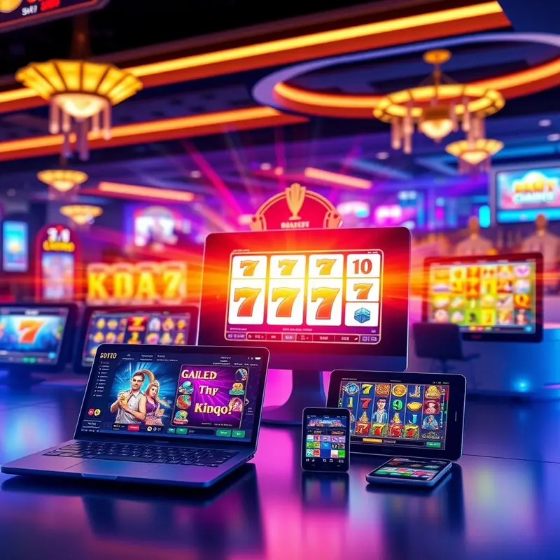 Visual representation of the underlying technology and user interface of online slot machines in casinos.