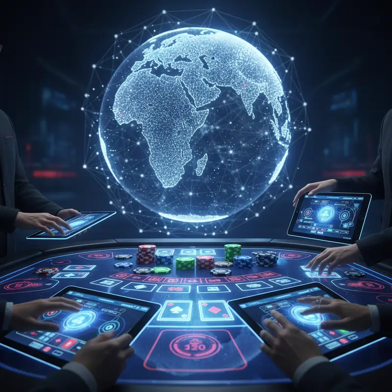 Players engaging with different online poker platforms on their devices.